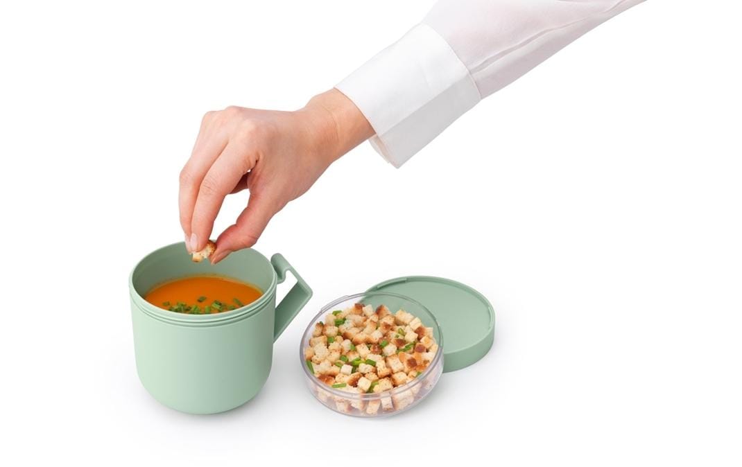 Brabantia Suppentasse Make & Take – 600 ml, 13 × 11 × 13 cm, Kunststoff, mit Deckel, spülmaschinenfest