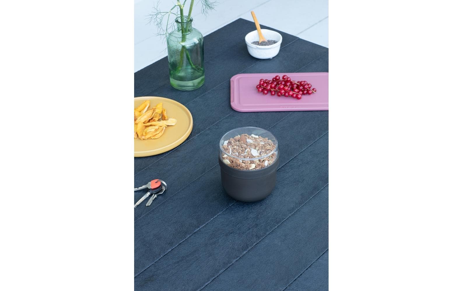 Brabantia Müeslischale Make & Take – 0,5 l, Ø 11,0 cm, Kunststoff, Dunkelgrau, mit Deckel, auslaufsicher