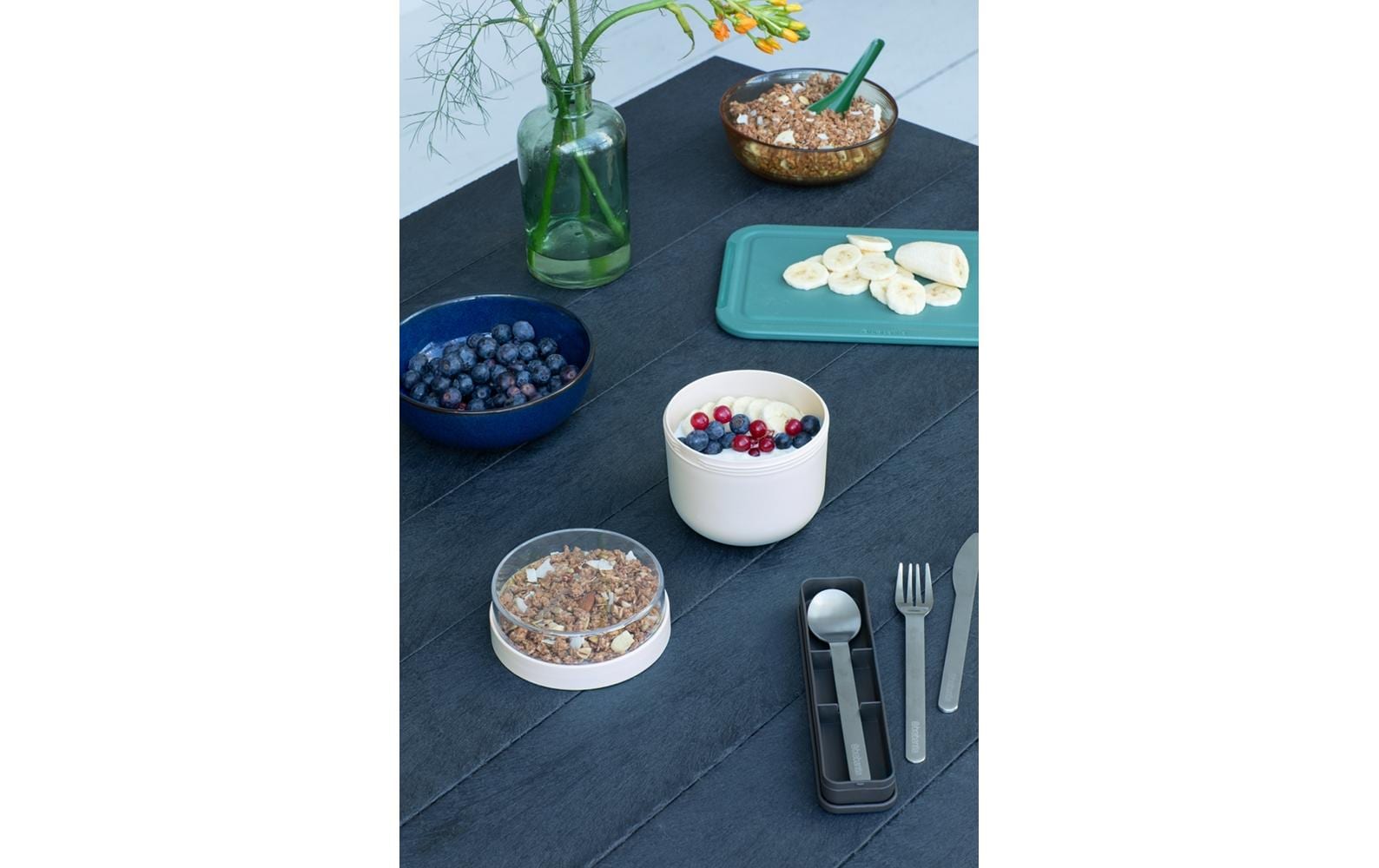 Brabantia Müeslischale Make & Take – 500 ml, Ø 11 cm, H 11,1 cm, Kunststoff, mit Deckel, spülmaschinenfest