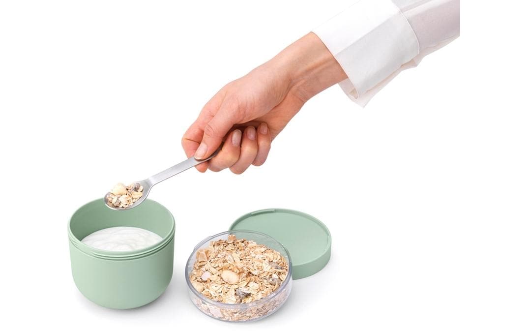 Brabantia Müeslischale Make & Take – 500 ml, Ø 11,0 cm, H 11,1 cm, Kunststoff, mit Deckel, spülmaschinenfest