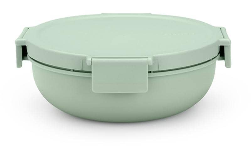 Brabantia Salatschüssel Make & Take – 1,3 l, Ø 21,0 cm, H 7,5 cm, Kunststoff, Hellgrün, mit Deckel