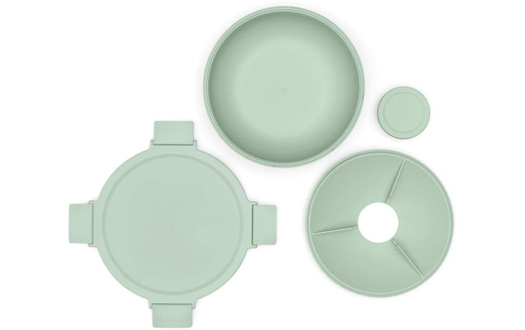 Brabantia Salatschüssel Make & Take – 1,3 l, Ø 21,0 cm, H 7,5 cm, Kunststoff, Hellgrün, mit Deckel
