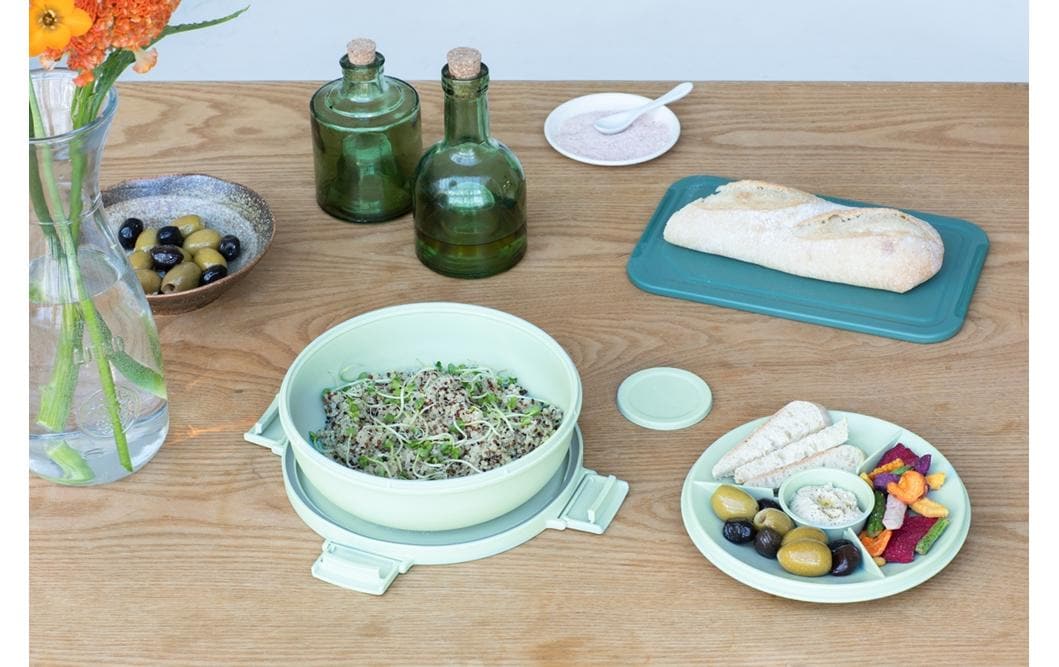 Brabantia Salatschüssel Make & Take – 1,3 l, Ø 21,0 cm, H 7,5 cm, Kunststoff, Hellgrün, mit Deckel
