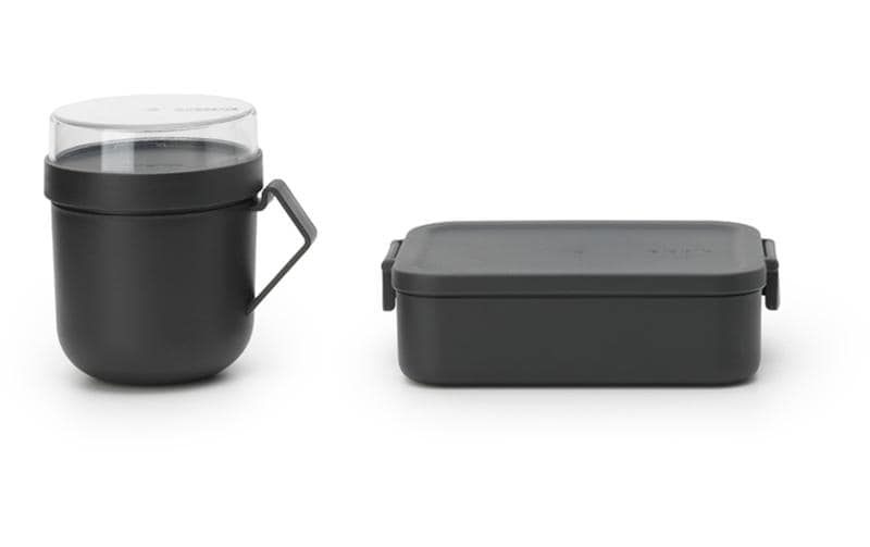 Brabantia Lunchbox 30,5 × 13,5 × 13 cm, Kunststoff, Dunkelgrau, 2-teilig