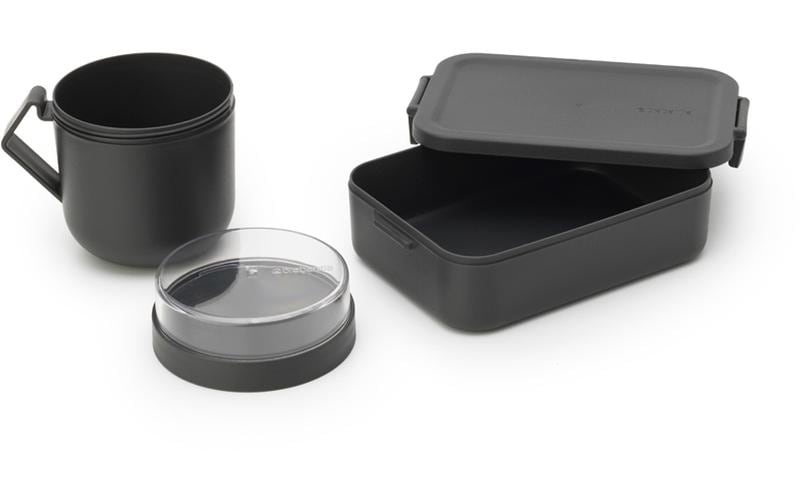 Brabantia Lunchbox 30,5 × 13,5 × 13 cm, Kunststoff, Dunkelgrau, 2-teilig