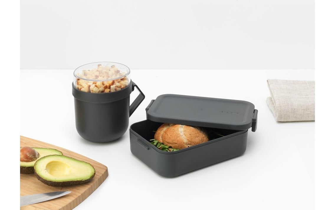 Brabantia Lunchbox 30,5 × 13,5 × 13 cm, Kunststoff, Dunkelgrau, 2-teilig