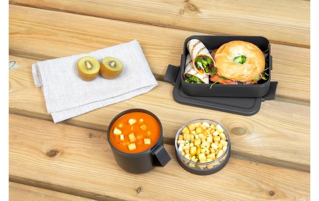 Brabantia Lunchbox 30,5 × 13,5 × 13 cm, Kunststoff, Dunkelgrau, 2-teilig