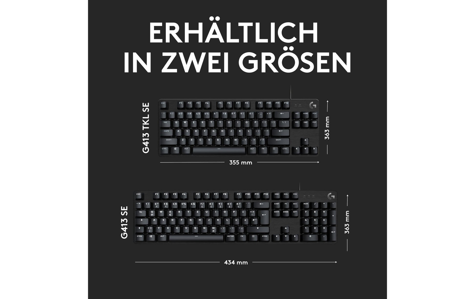 Logitech G G413 TKL SE – Gaming-Tastatur TKL – Mechanisch – USB-A – QWERTZ (CH) – Schwarz – Ohne Ziffernblock