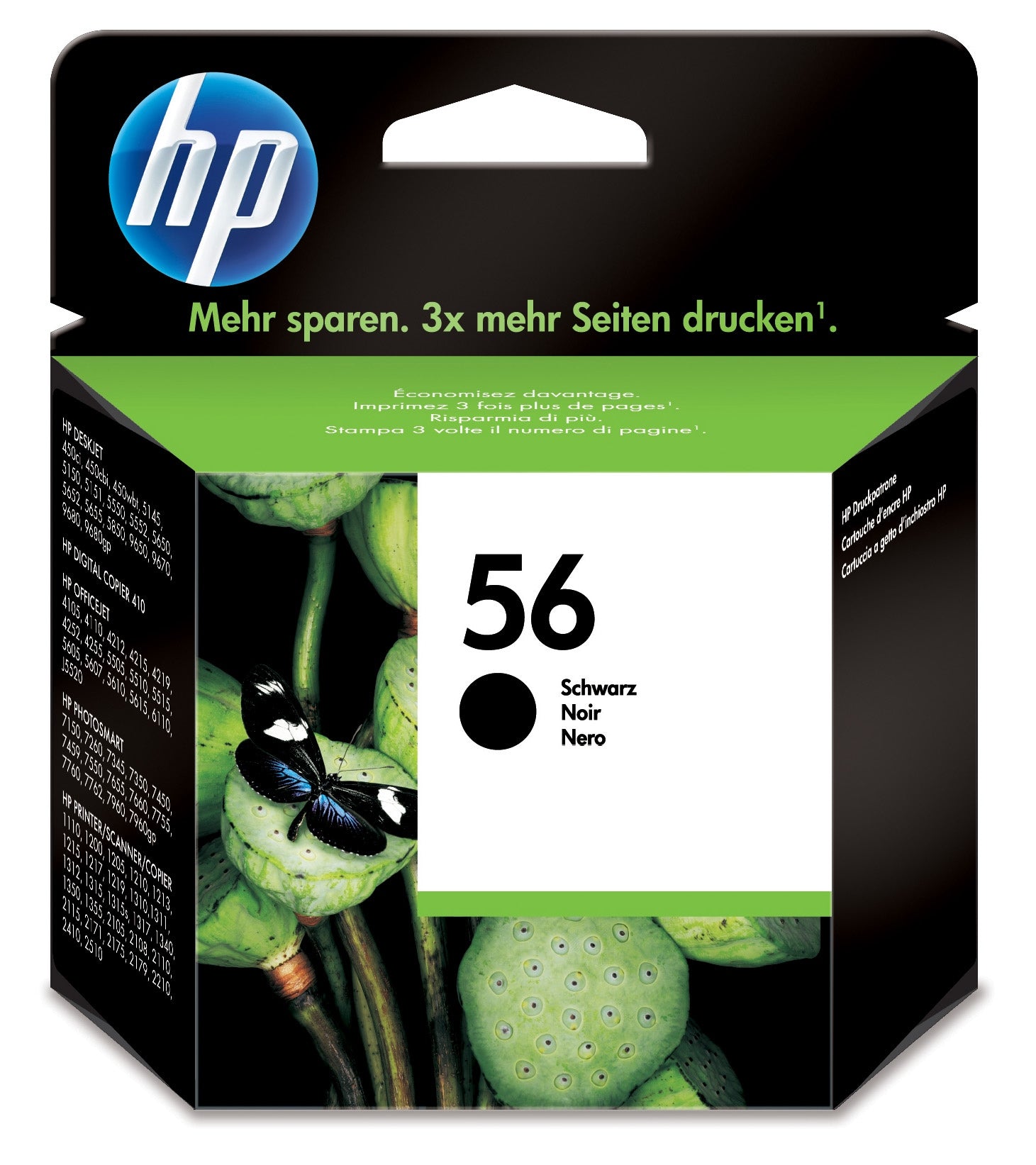 HP 56 Schwarz Tintenpatrone (Original) – 520 Seiten – für DeskJet, OfficeJet, Photosmart – C6656AE