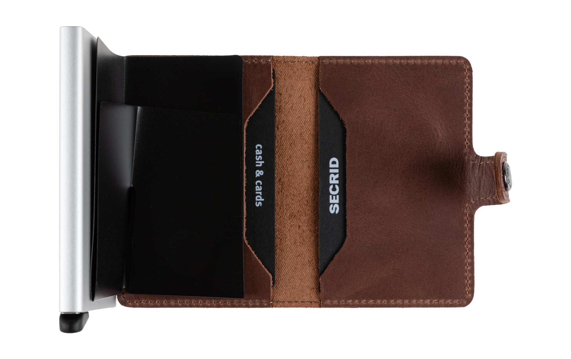 Secrid Kartenetui – RFID-Schutz – 4–6 Karten, 65 × 102 × 21 mm – Silber – Leder – Miniwallet