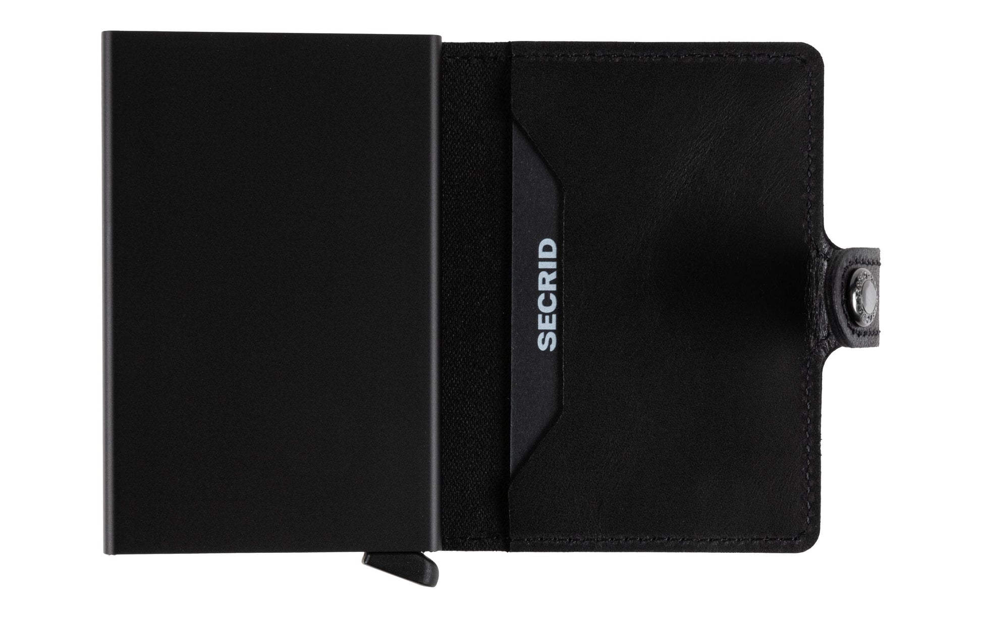 Secrid Miniwallet – RFID-Schutz, bis 10 Karten – 65×102×21 mm – Aluminium/Leder – Schwarz matt