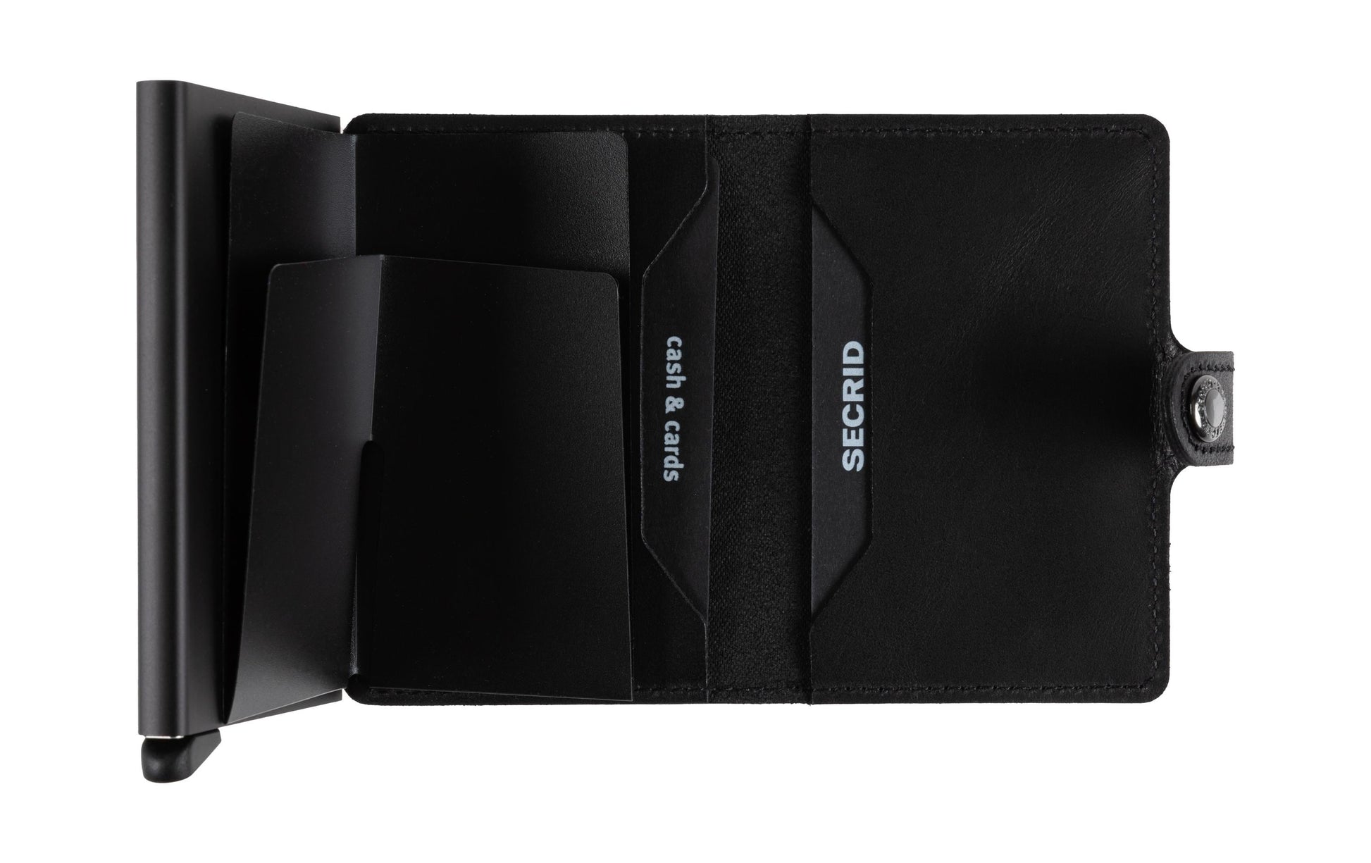 Secrid Miniwallet – RFID-Schutz, bis 10 Karten – 65×102×21 mm – Aluminium/Leder – Schwarz matt