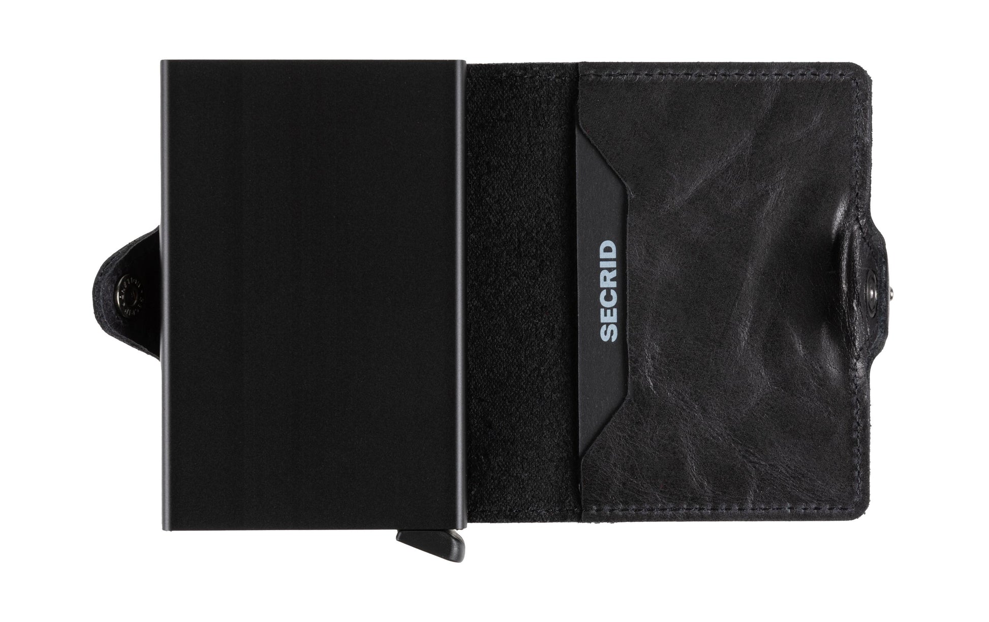 Secrid Twinwallet Brieftasche – RFID-Schutz – 70 × 102 × 25 mm – Schwarz – Aluminium, Leder