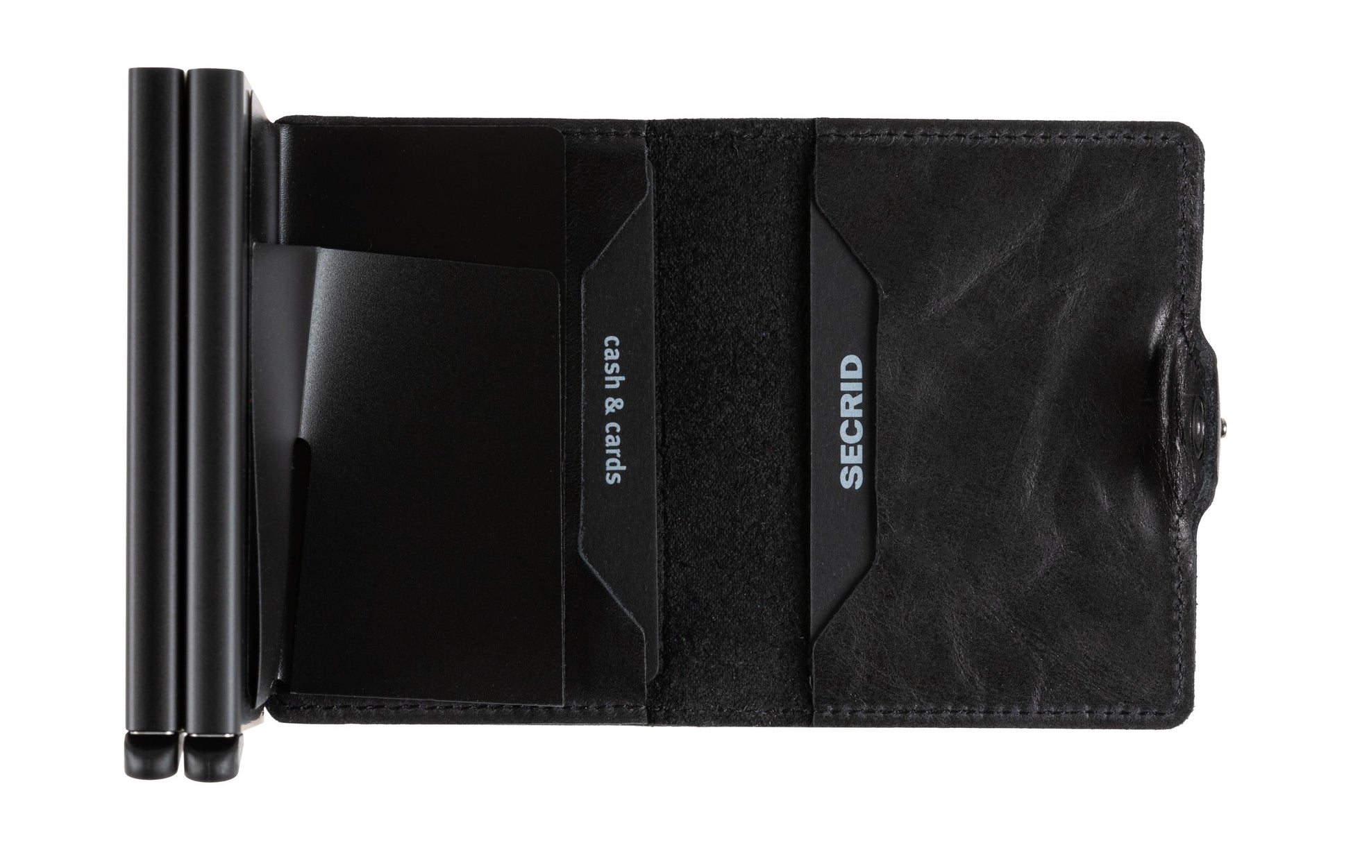 Secrid Twinwallet Brieftasche – RFID-Schutz – 70 × 102 × 25 mm – Schwarz – Aluminium, Leder