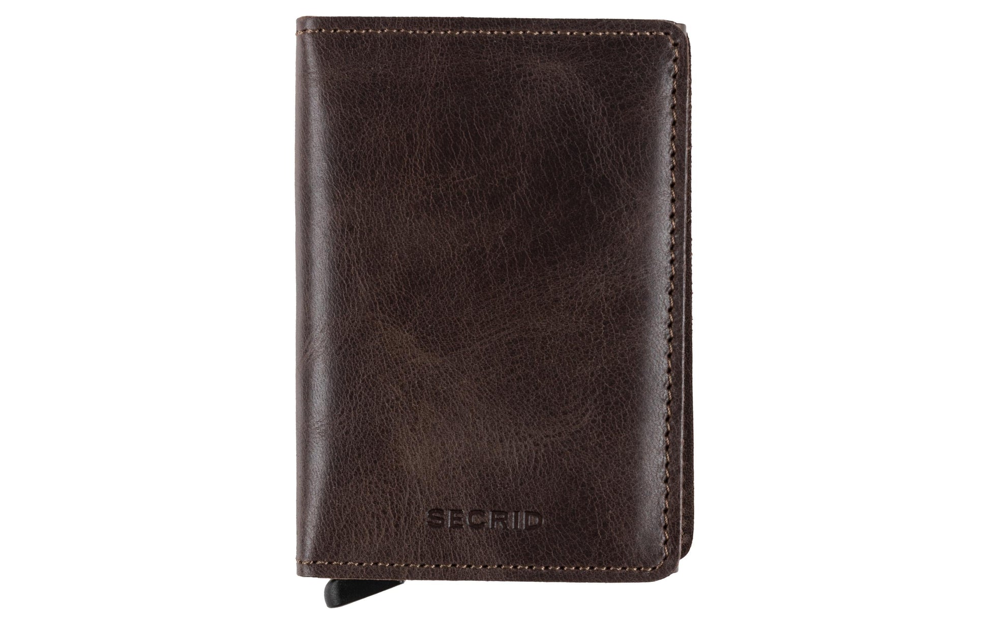 Secrid Slimwallet Kartenetui – RFID-Schutz, 12 Karten – 68×102×16 mm – Schokolade, Aluminium/Leder