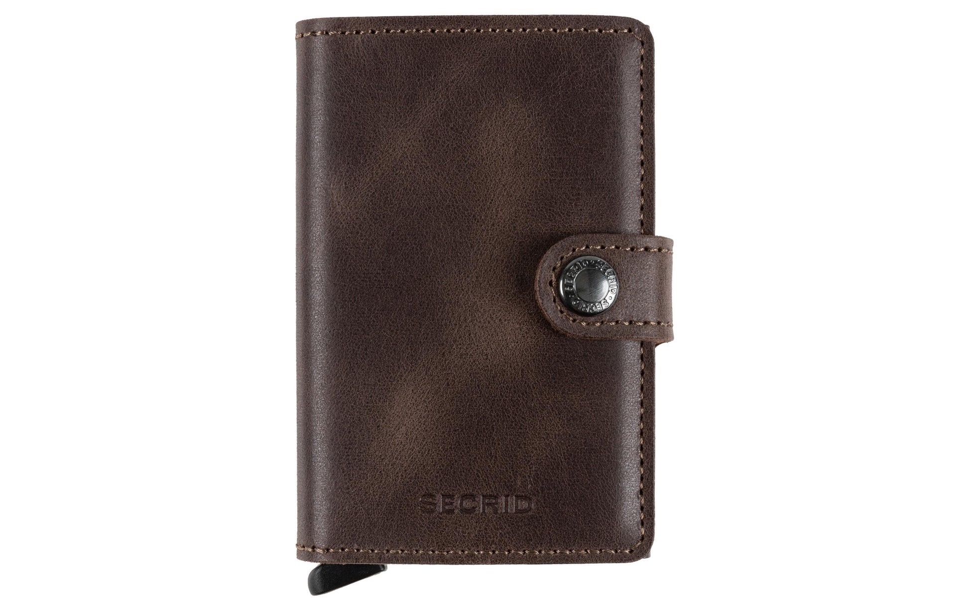 Secrid Kartenetui Miniwallet – RFID-Schutz – 10 Karten – Dunkelbraun – Aluminium, Leder – Vintage