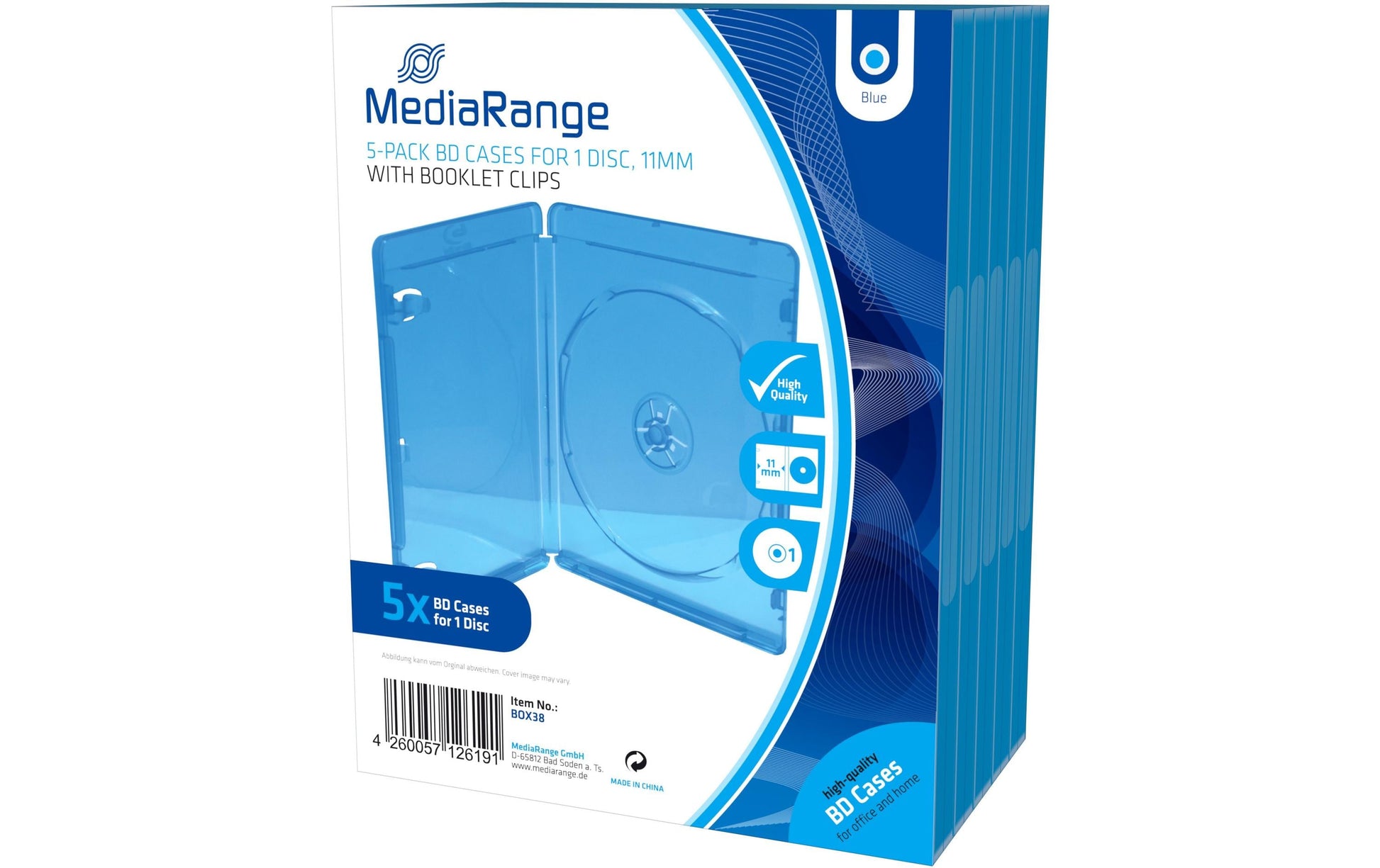 MediaRange Ersatzhüllen – 1 Disk, Kunststoff, 134 × 55 × 171 mm, 5er Pack