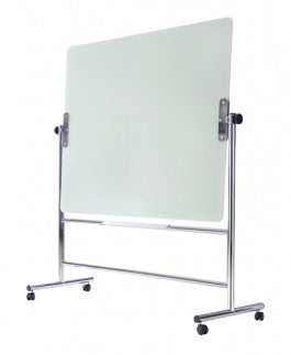Bi-Office Whiteboard – 120 × 90 cm, Glas, magnetisch, Chrom-Rahmen, mobil, drehbar