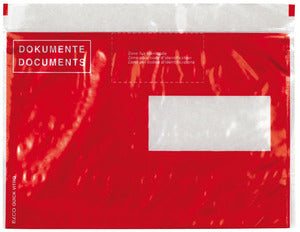 Elco Dokumententasche – C5 (229 × 162 mm), Fenster links, bedruckt, rot, Kunststoff, selbstklebend – 250 Stück