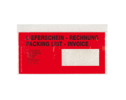 Elco Dokumententasche – C6/5 (114 × 229 mm), Fenster rechts, bedruckt, rot, selbstklebend – 250 Stück