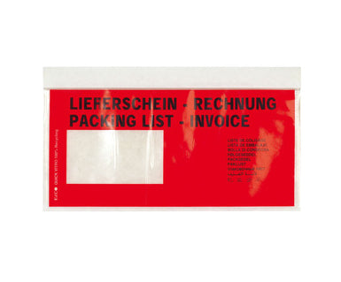 Elco Dokumententasche – C6/5 (229 × 114 mm), Fenster links, bedruckt, rot, selbstklebend – 250 Stück