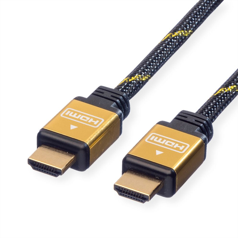 ROLINE HDMI Kabel – 4K 30 Hz – 5 m – ARC, Ethernet – Schwarz/Gold – für Geräte mit HDMI-Port
