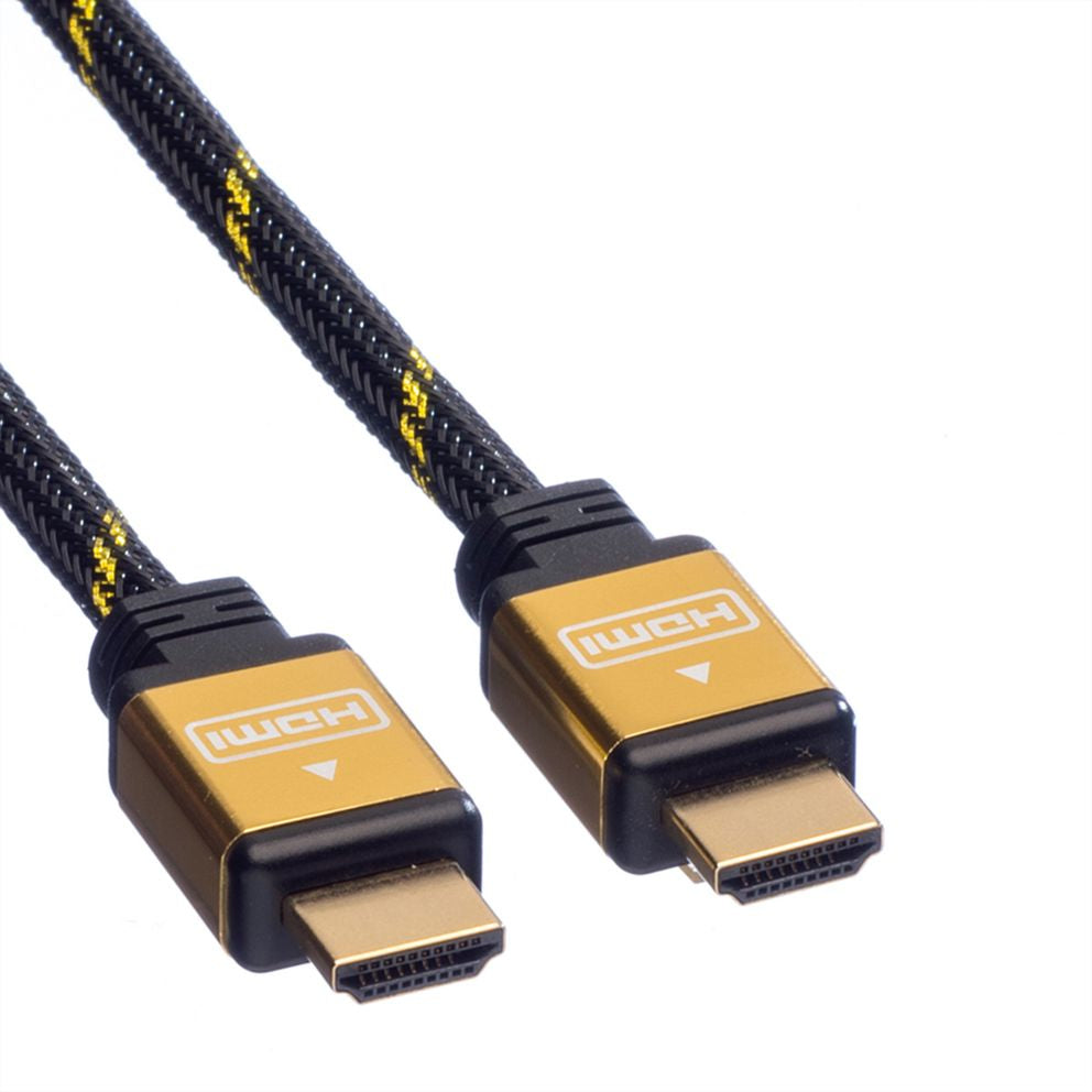 ROLINE HDMI Kabel – 4K 30 Hz – 5 m – ARC, Ethernet – Schwarz/Gold – für Geräte mit HDMI-Port