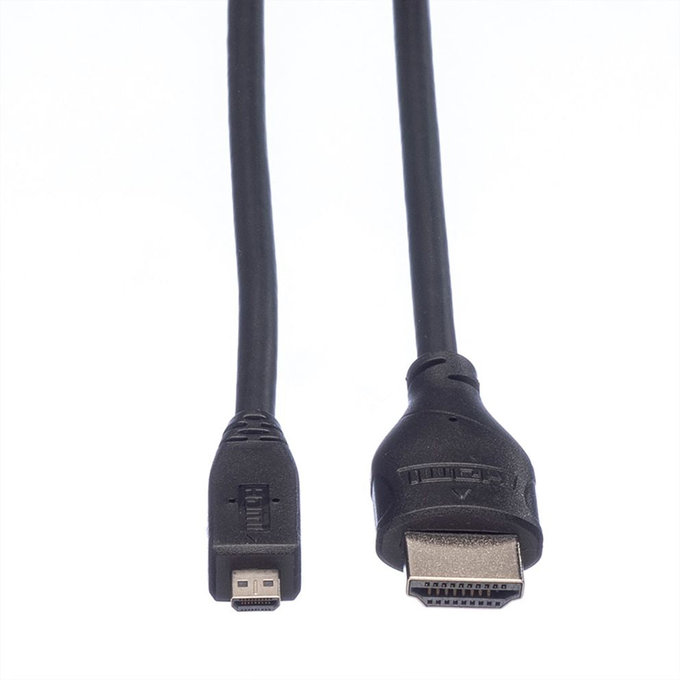 ROLINE Micro-HDMI auf HDMI Kabel High Speed – 4K 30 Hz – 2 m – ARC, Ethernet