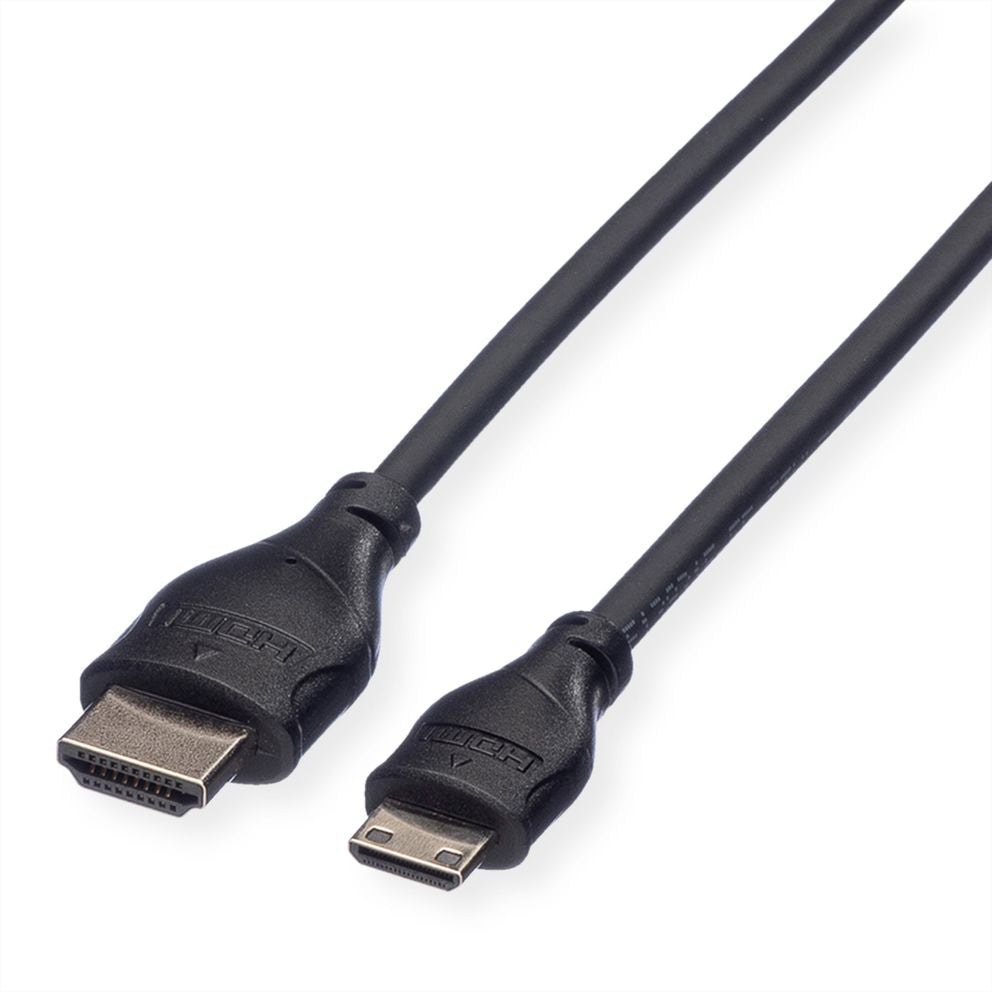 ROLINE Mini-HDMI auf HDMI Kabel HDMI 1.4 4K 30 Hz – 2 m – ARC, Ethernet