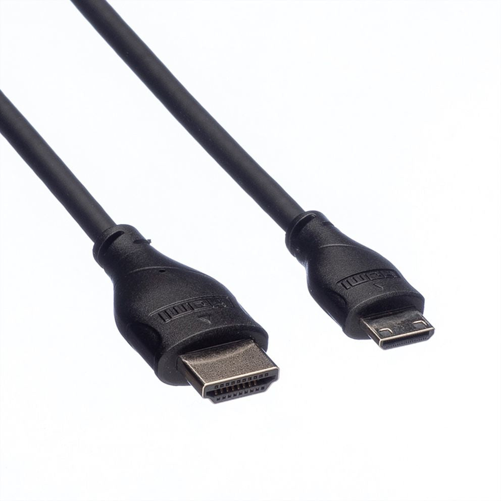 ROLINE Mini-HDMI auf HDMI Kabel HDMI 1.4 4K 30 Hz – 2 m – ARC, Ethernet