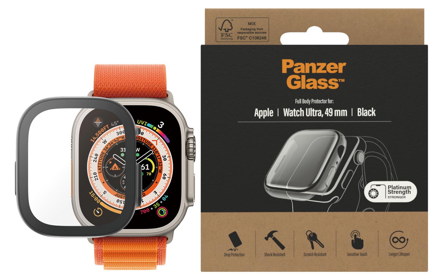 PanzerGlass Full Body – Displayschutz für Apple Watch Ultra 49 mm, Schwarz