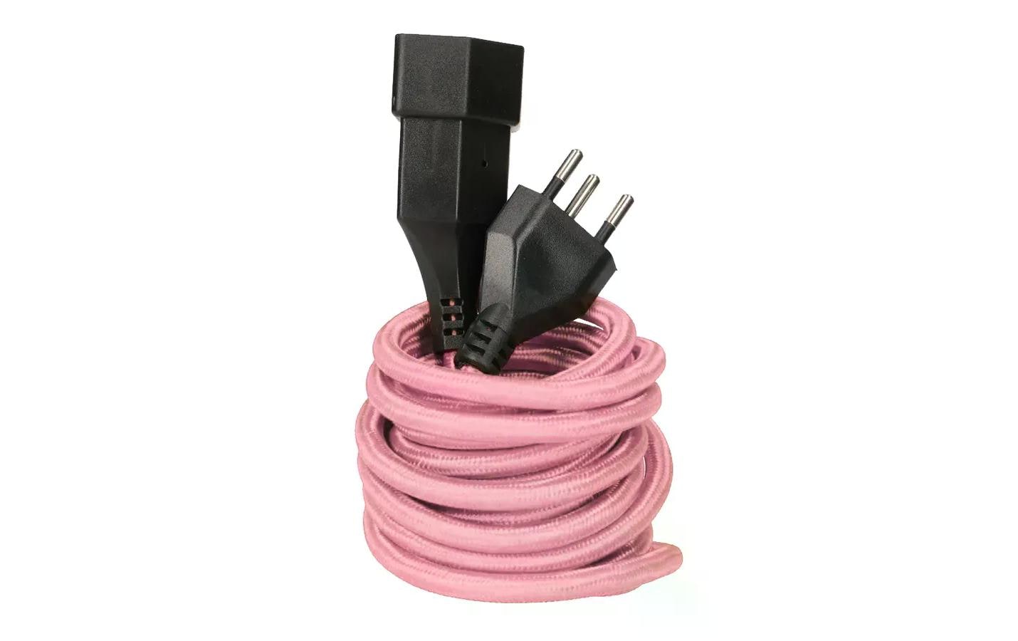 MaxTex Verlängerungskabel – T12–T13, 3 m, 3×1 mm², Textilmantel, Rosa