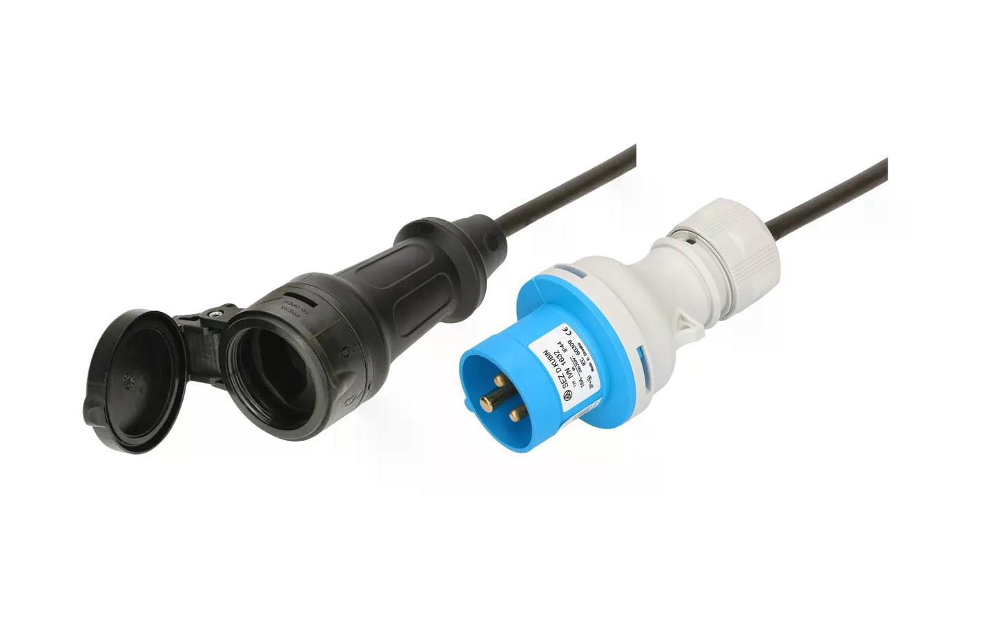 maxCAMP Adapterkabel CEE 16-3 zu T23, 0,5 m, IP44, 1,5 mm² – schwarz