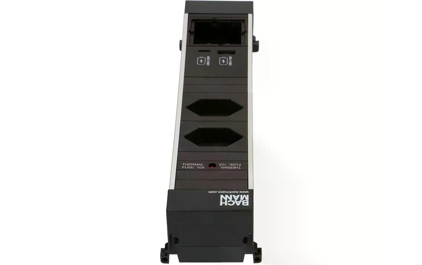 Bachmann POWER FRAME Steckdoseneinheit – 2×T13, 1×USB‑A, Einbau, Aluminium
