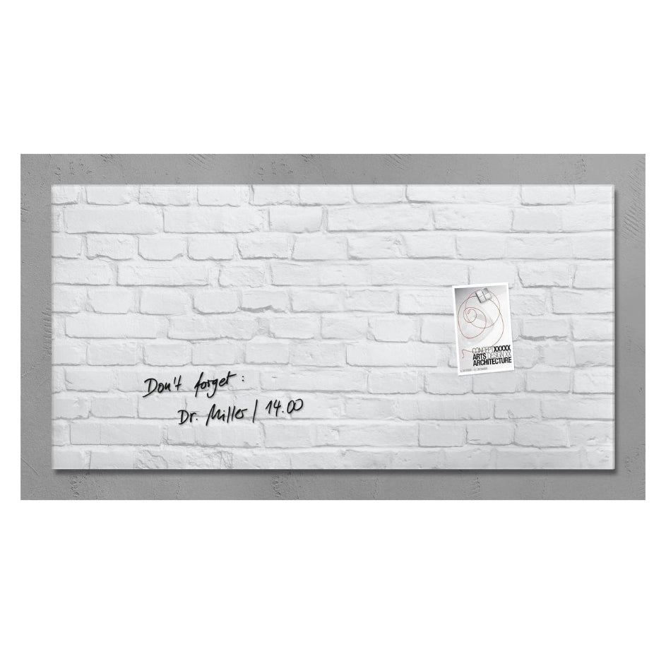 Sigel Whiteboard – 91 × 46 cm, Glas, magnetisch, Wandmontage, inkl. Magnete, Montagesatz