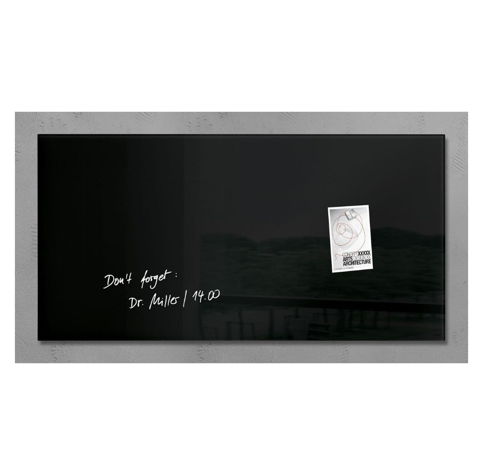 Sigel Whiteboard – 91 × 46 cm, Glas, magnetisch, Wandmontage, inkl. Magnete, Montagesatz