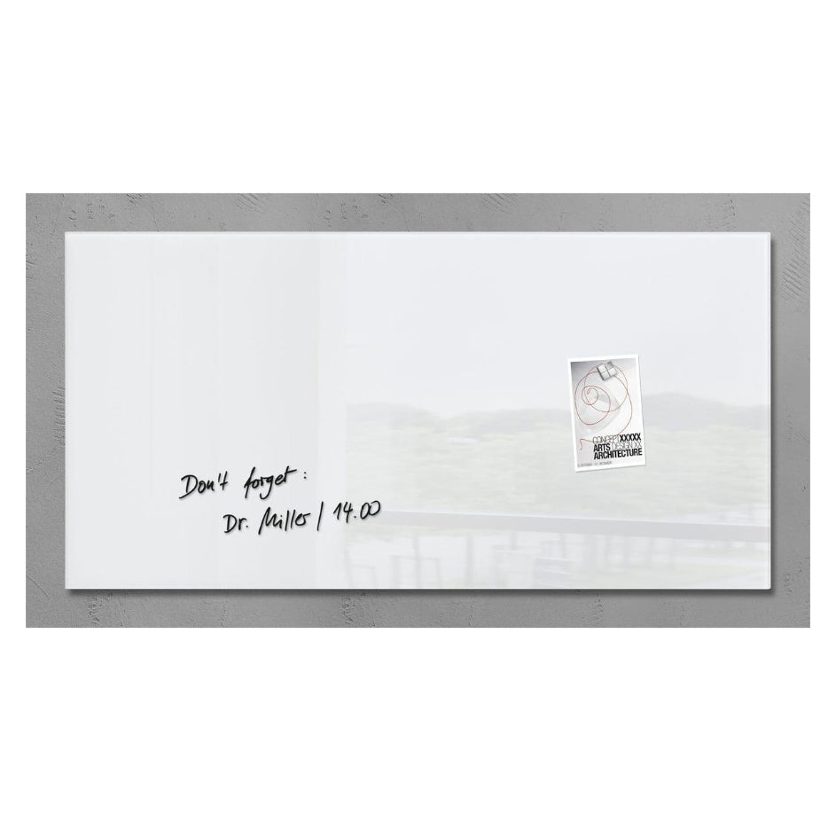 Sigel Whiteboard – 91 × 46 cm, Glas, magnetisch, Wandmontage, inkl. SuperDym-Magnetwürfel, Montagesatz