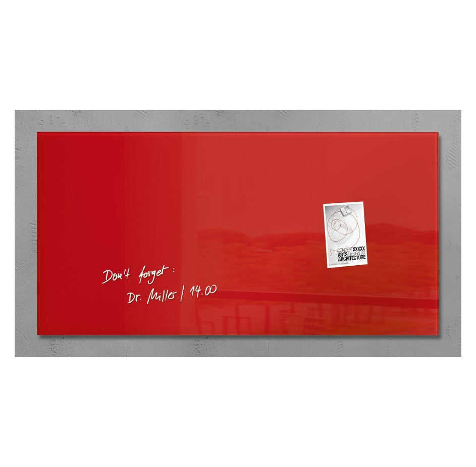 Sigel Whiteboard – 91 × 46 cm, Glas, magnetisch, Wandmontage, inkl. SuperDym-Magnetwürfel, Montagesatz