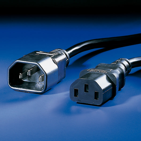 VALUE Netzkabel – IEC C14 zu IEC C13, 1 m, 250 V/10 A, schwarz