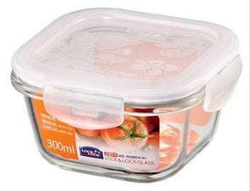 Lock & Lock Vorratsdose 300 ml, 12 × 12 × 6,5 cm, Glas (Borosilikat), Transparent
