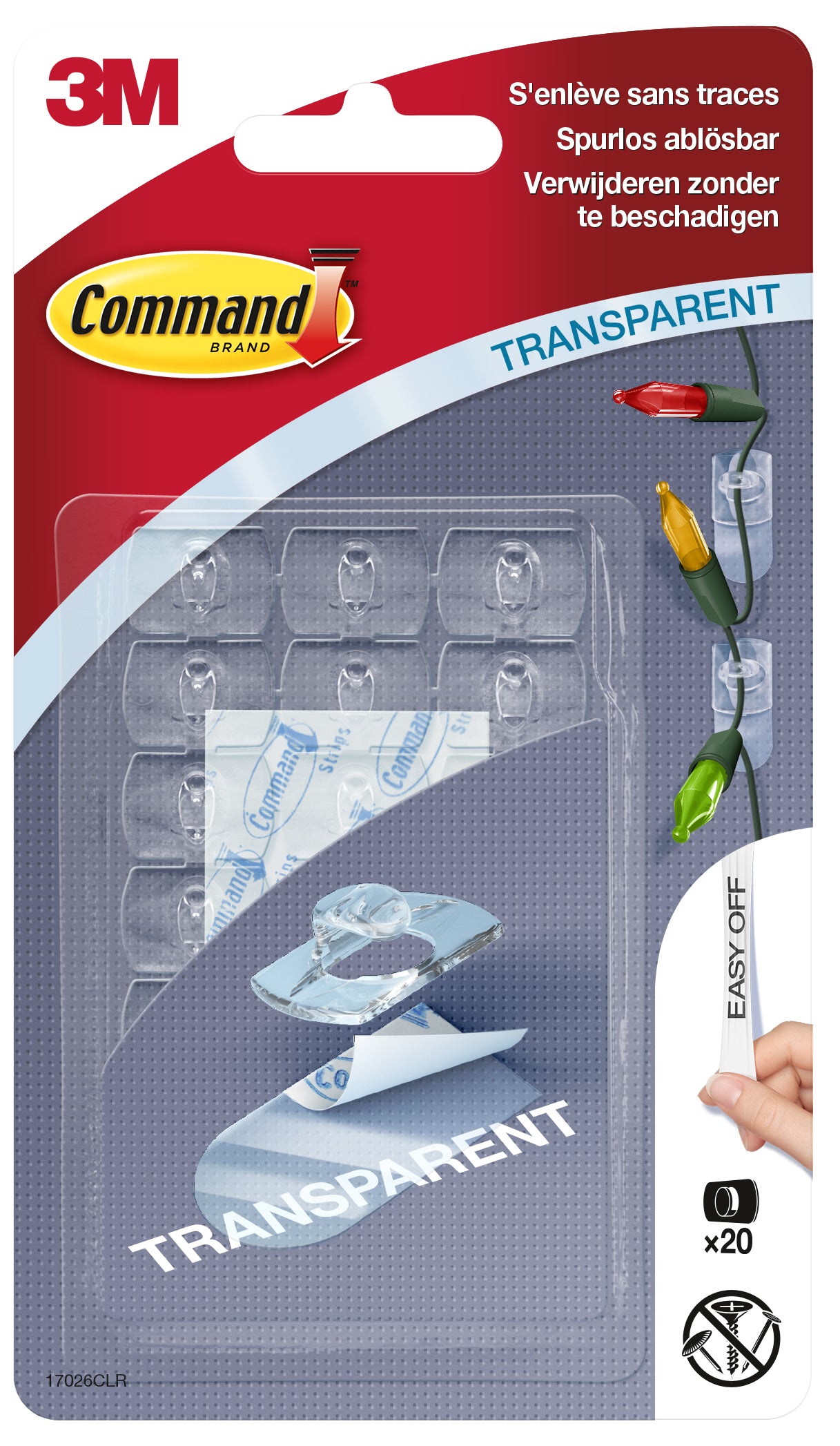 Command Dekoclips, transparent, Kunststoff, selbstklebend, wiederablösbar