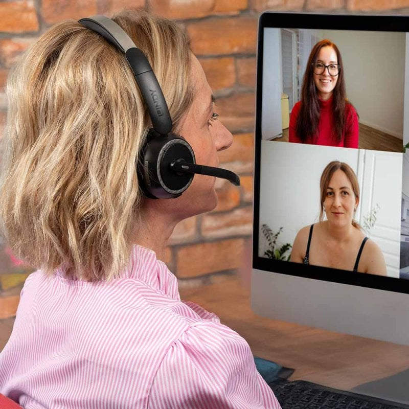 Lindy L118 Office-Headset – On-Ear, Stereo, Kabel + BT, mit USB-C-Dongle, mit Ladestation, Schwarz, BT 5.2