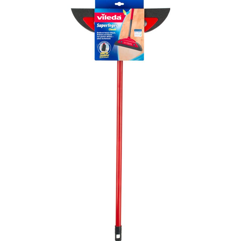 Vileda Superfeger Classic Besen – Teleskopstiel 75–130 cm, Kunststoff, Rot