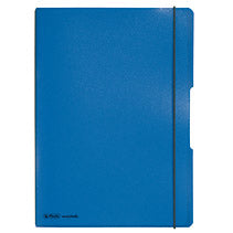 Herlitz Notizheft – A4 – kariert – 40 Blatt – 80 g/m², mikroperforiert, Wechselcover, Verschlussgummi, blau