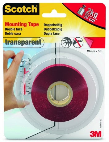 3M Montageband – 19 mm × 1,5 m, Transparent, UV-beständig