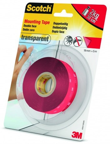 3M Montageband – 19 mm × 1,5 m, Transparent, UV-beständig
