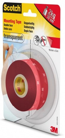 3M Montageband – 19 mm × 1,5 m, Transparent, UV-beständig