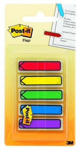 3M Post-it Indexstreifen – 11,9×43,2 mm – sortiert – 5×20 Stück, mit Dispenser, Kunststoff, Pfeil