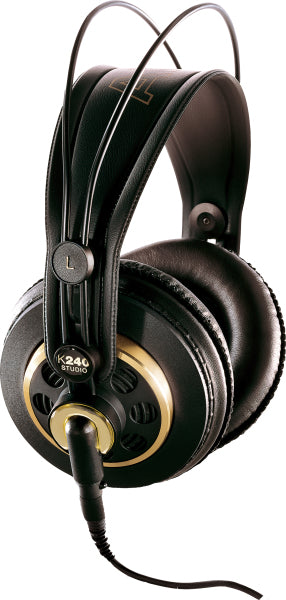 AKG K240 Studio – Over-Ear Studiokopfhörer – 3,5 mm – Halboffen, abnehmbares Kabel, 55 Ω – Schwarz/Gold
