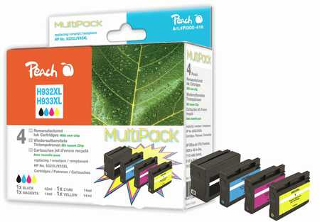 Peach Tintenpatronen-Multipack 932XL/933XL, CMYK, kompatibel – für HP Officejet 6100, 6600, 6700 Premium und andere